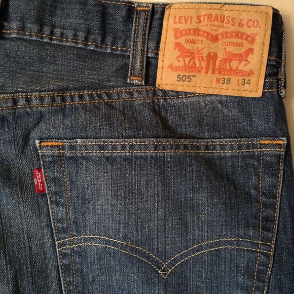VTG Levis 505 Jeans Men 38x34 Dark Wash Straight Relaxed Fit 90s Y2K Made Mexico - Picture 9 of 11